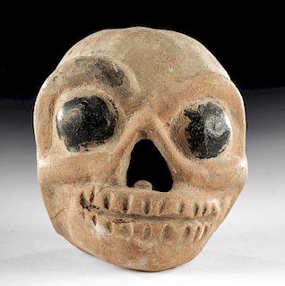 Macabre Veracruz Pottery Skull w/ Bitumen Eyes