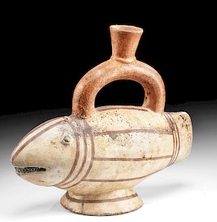 Inca Polychrome Stirrup Vessel of a Fish