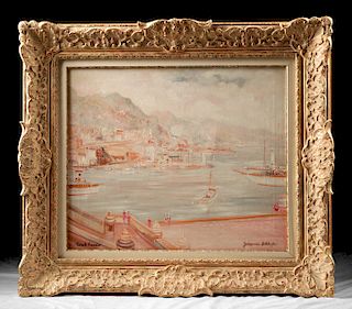 20th C. Schiefer Painting of Monte Carlo, ex-Christie's