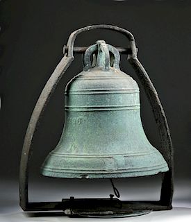 USA Cast Bronze Bell w/ Iron Yoke - Dated 1826