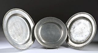 19th C. American & British Pewter Platters (3)