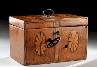 18th C. English Wooden Tea Caddy - Working Music Box