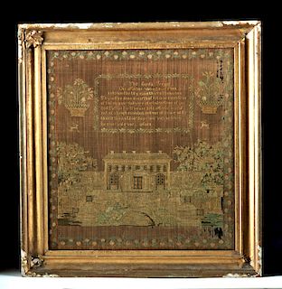 18th C. Colonial Stitched Sampler w/ Lord's Prayer