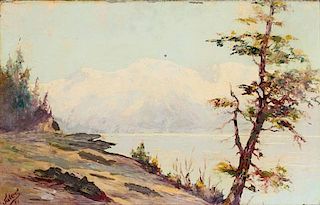 J. DAHLAGER PAINTING, EYAK LAKE, ALASKA