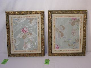 Two Framed Scalamandre Archival Silk Lampas