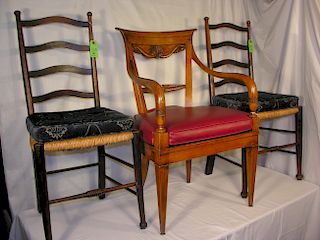 Antique Ladder Back Chairs And A Revival Arm Chair