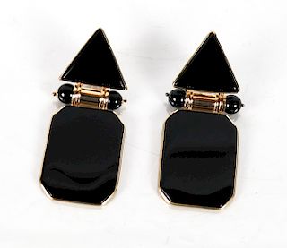 14k Gold Onyx Earrings