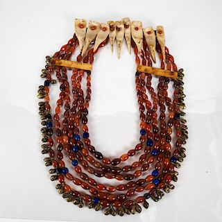 Tribal Bone and Carnelian Necklace