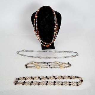4 Vintage Crystal & Semi-Precious Stone Necklaces