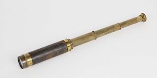 Antique Brass and Leather 3-Draw Spyglass