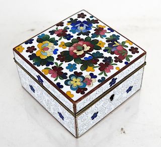 Asian Decorated Enamel Hinged Box