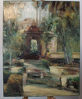 CASTILLO: Garden Scene - Oil on Canvas