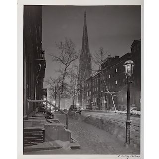 A. Aubrey Bodine. "Snow, Park Avenue" c. 1946