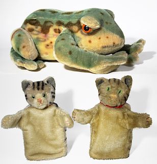 Vintage Steiff Frog and Cat Puppets
