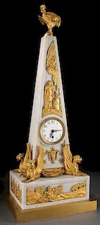 FRENCH NEO-CLASSICAL ORMOLU MARBLE CLOCK