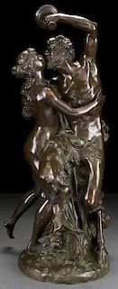 BRONZE SATYR & NYMPH GROUPING
