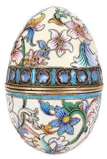 A RUSSIAN STYLE SHADED ENAMEL EASTER EGG