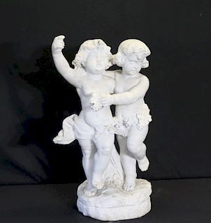 G. Var...? Signed Marble Sculpture Of 2 Children