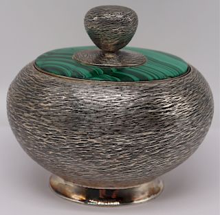 STERLING. W. Seitz Sterling and Malachite Lidded