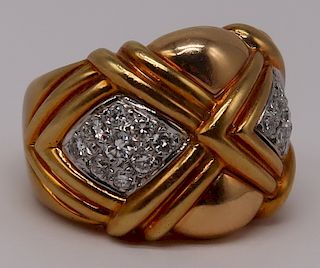 JEWELRY. Signed Italian 18kt Gold and Diamond Ring
