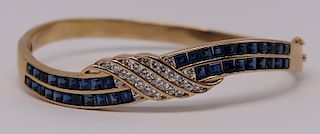 JEWELRY. 14kt Gold, Sapphire, and Diamond Bracelet