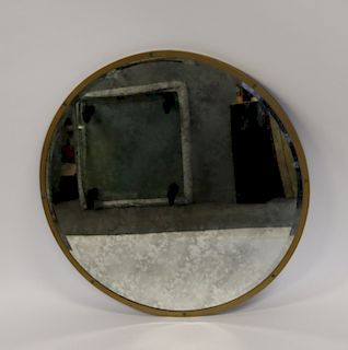 MIDCENTURY. Style Round Gilt Metal Mirror With