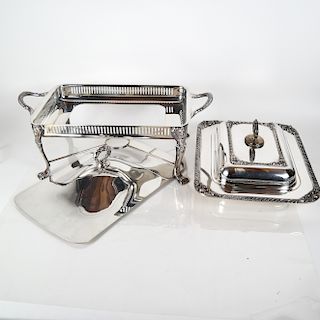 Silver Plate Warming Stand and Chafing Dish