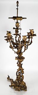 Gilt Bronze Rococo Candelabra Lamp
