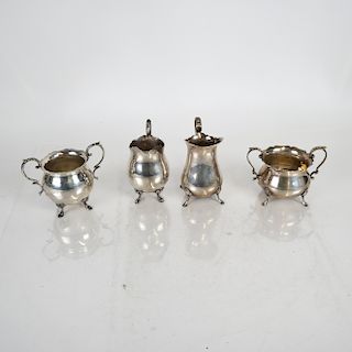 Sterling Silver Footed Creamers (2) and Sugars (2)