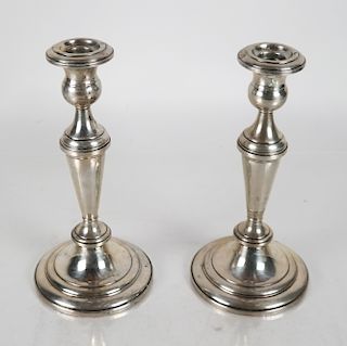 Pair of Fisher Sterling Silver Candlesticks