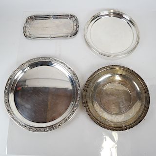 Four Sterling Silver Trays