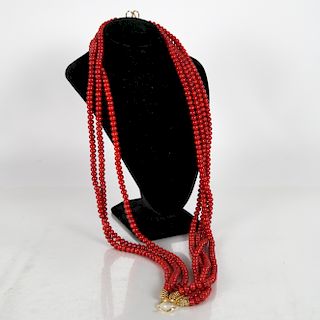 Dyed Coral Necklace w/ Sterling Silver Clasp