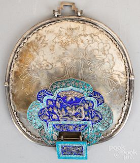 Chinese enamel decorated mirror