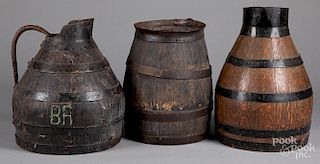 Three staved barrel pitchers