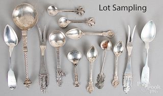 Silver flatware, to include a group of coin spoons