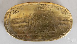 Dutch engraved brass snuff box