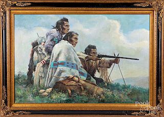 Troy Denton oil on canvas of Native Americans