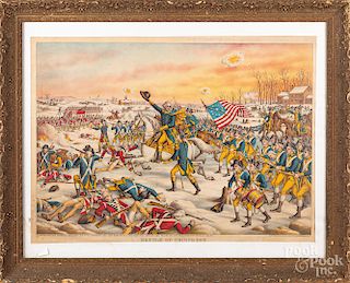 Color lithograph of the Battle of Princeton