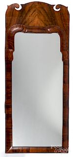 Queen Anne style walnut veneer mirror