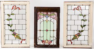 Pair stained glass windows, etc.