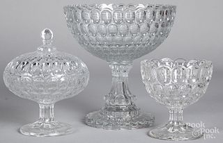 Flint glass footed bowl, etc.