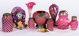 Group of art glass and pottery