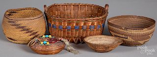Four Native American baskets, etc.