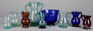 Nine pieces of reproduction glass