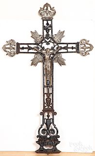 Large painted cast iron crucifix