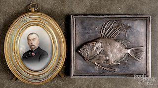 John Ramsier miniature portrait and a plaque