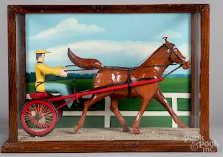 Maine State Prison painted horse and sulky rider