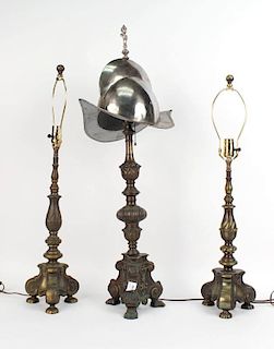 Pair of Baroque Style Patinated Metal Table Lamps