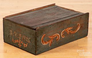 Large Continental painted pine slide lid box