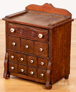 Miniature paint decorated chest of drawers